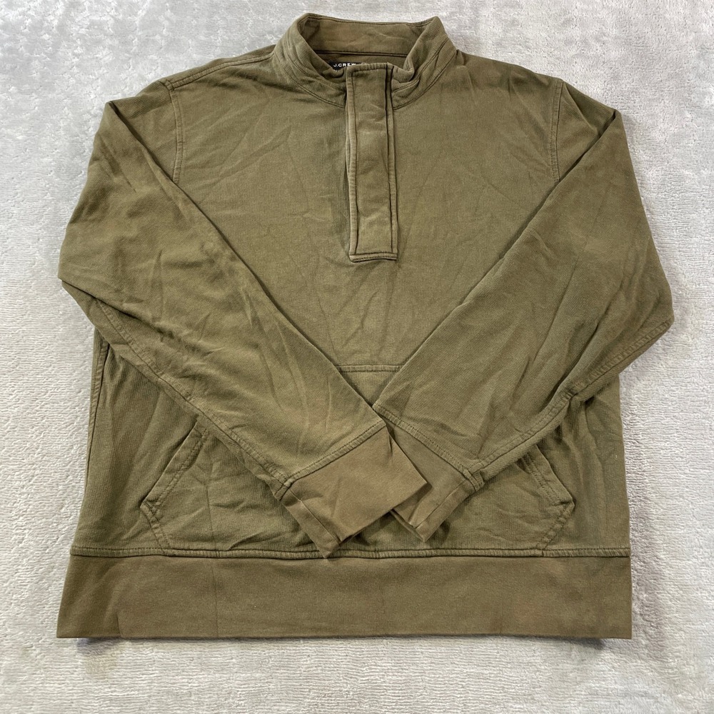 J Crew Outerwear Fleece‎ 1/4 Zip Pullover Mens Large Green Holiday Preppy Casual